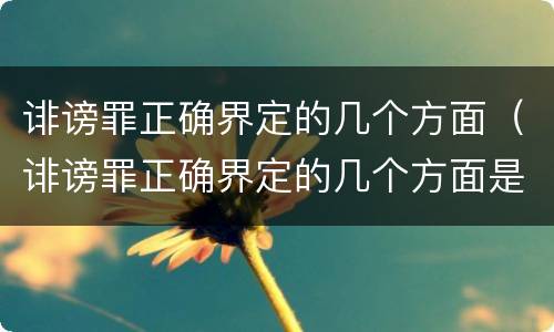 诽谤罪正确界定的几个方面（诽谤罪正确界定的几个方面是）