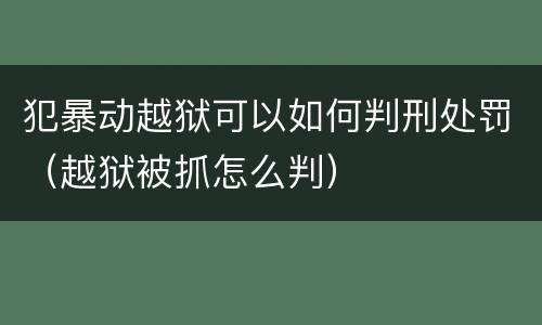 犯暴动越狱可以如何判刑处罚（越狱被抓怎么判）