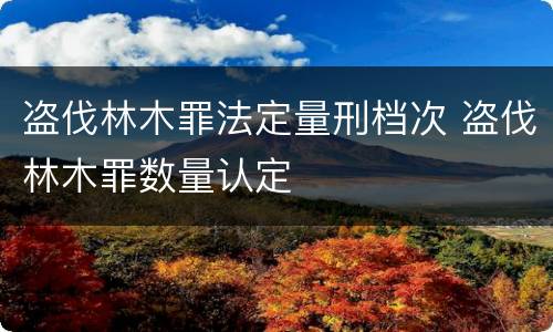 盗伐林木罪法定量刑档次 盗伐林木罪数量认定