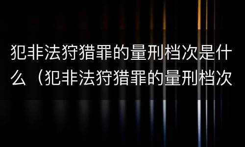 犯非法狩猎罪的量刑档次是什么（犯非法狩猎罪的量刑档次是什么标准）