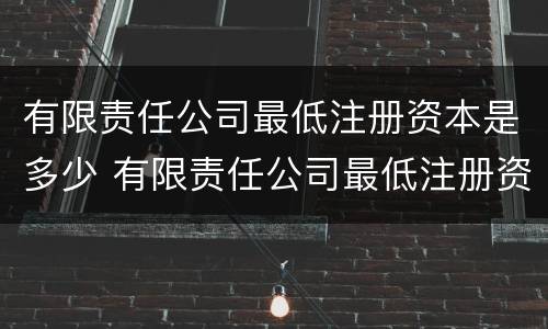 有限责任公司最低注册资本是多少 有限责任公司最低注册资本是多少合适