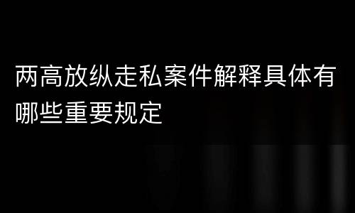 两高放纵走私案件解释具体有哪些重要规定