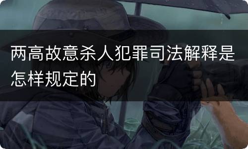两高故意杀人犯罪司法解释是怎样规定的