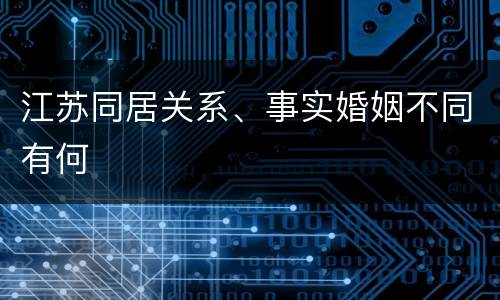江苏同居关系、事实婚姻不同有何