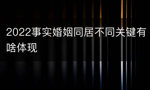 2022事实婚姻同居不同关键有啥体现