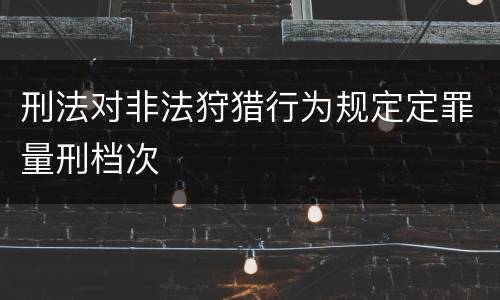 刑法对非法狩猎行为规定定罪量刑档次