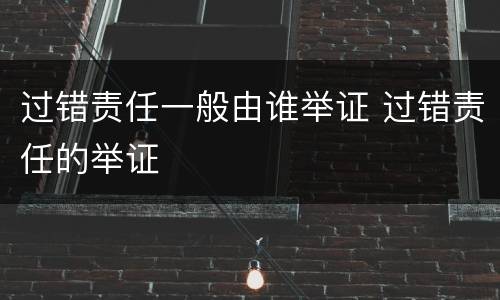 过错责任一般由谁举证 过错责任的举证