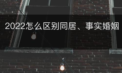 2022怎么区别同居、事实婚姻