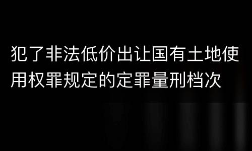 犯了非法低价出让国有土地使用权罪规定的定罪量刑档次
