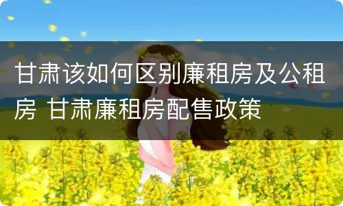 甘肃该如何区别廉租房及公租房 甘肃廉租房配售政策