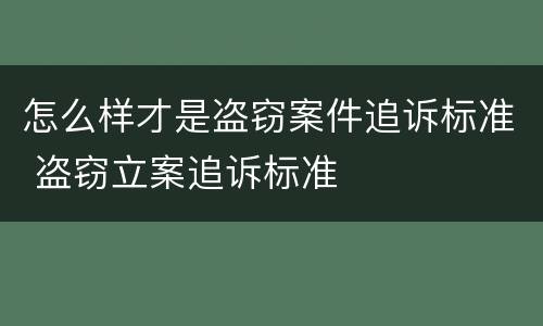 怎么样才是盗窃案件追诉标准 盗窃立案追诉标准