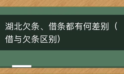 湖北欠条、借条都有何差别（借与欠条区别）