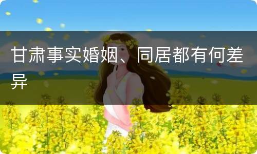 甘肃事实婚姻、同居都有何差异