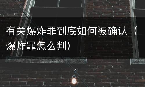 有关爆炸罪到底如何被确认（爆炸罪怎么判）