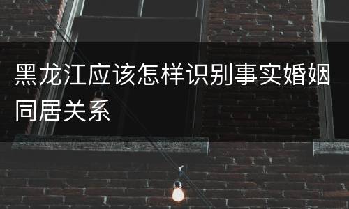 黑龙江应该怎样识别事实婚姻同居关系
