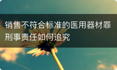 销售不符合标准的医用器材罪刑事责任如何追究