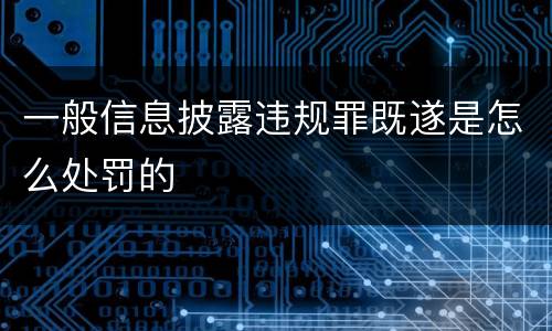 一般信息披露违规罪既遂是怎么处罚的