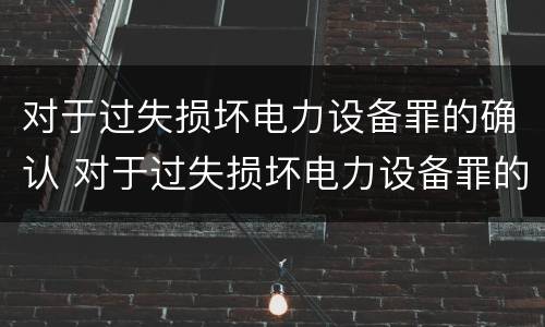 对于过失损坏电力设备罪的确认 对于过失损坏电力设备罪的确认标准