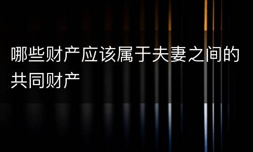哪些财产应该属于夫妻之间的共同财产