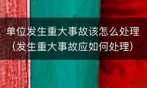 单位发生重大事故该怎么处理（发生重大事故应如何处理）
