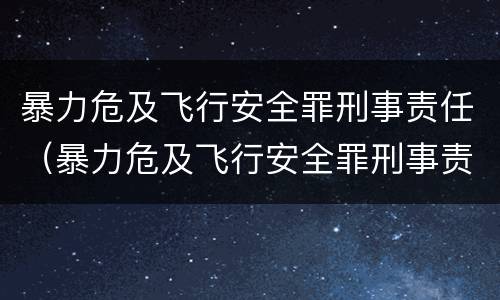 暴力危及飞行安全罪刑事责任（暴力危及飞行安全罪刑事责任认定）