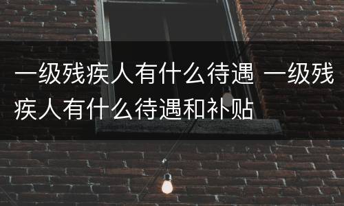 一级残疾人有什么待遇 一级残疾人有什么待遇和补贴