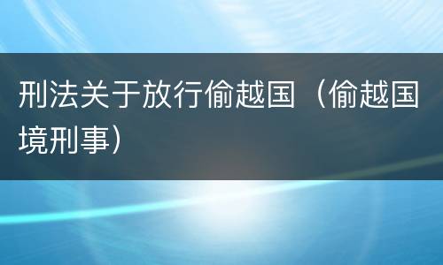 刑法关于放行偷越国（偷越国境刑事）