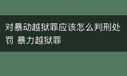 对暴动越狱罪应该怎么判刑处罚 暴力越狱罪