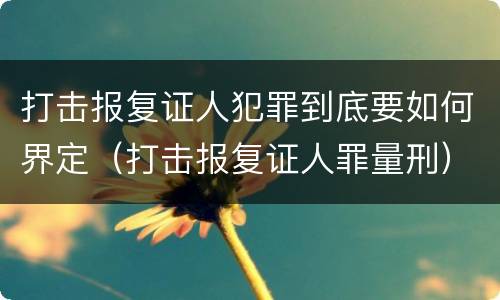 打击报复证人犯罪到底要如何界定（打击报复证人罪量刑）