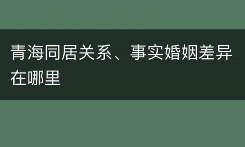 青海同居关系、事实婚姻差异在哪里