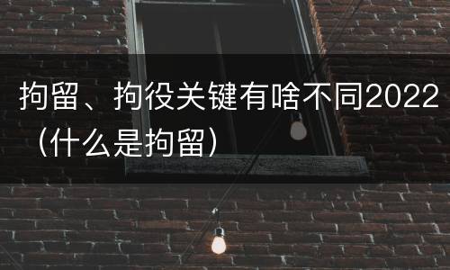 拘留、拘役关键有啥不同2022（什么是拘留）