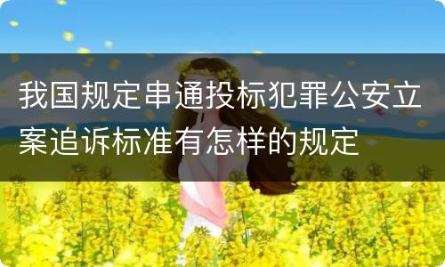 我国规定串通投标犯罪公安立案追诉标准有怎样的规定