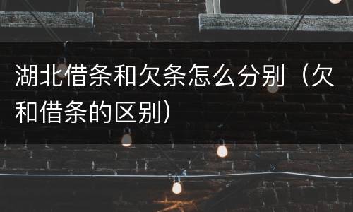 湖北借条和欠条怎么分别（欠和借条的区别）