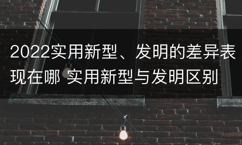 2022实用新型、发明的差异表现在哪 实用新型与发明区别