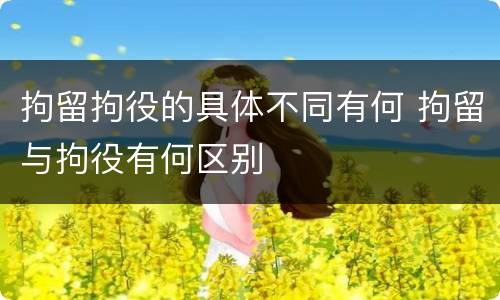 拘留拘役的具体不同有何 拘留与拘役有何区别