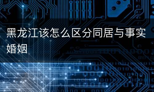 黑龙江该怎么区分同居与事实婚姻