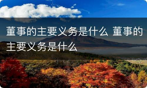 董事的主要义务是什么 董事的主要义务是什么