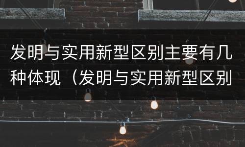 发明与实用新型区别主要有几种体现（发明与实用新型区别主要有几种体现方法）