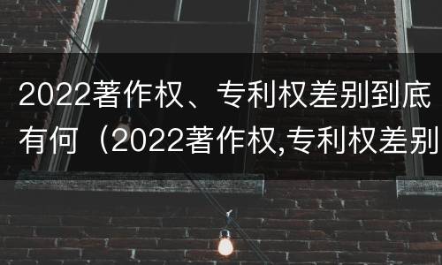 2022著作权、专利权差别到底有何（2022著作权,专利权差别到底有何不同）