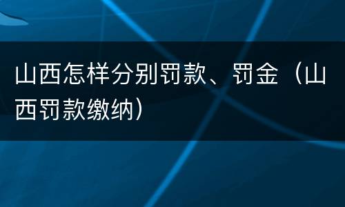 山西怎样分别罚款、罚金（山西罚款缴纳）