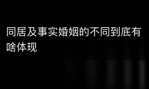 同居及事实婚姻的不同到底有啥体现