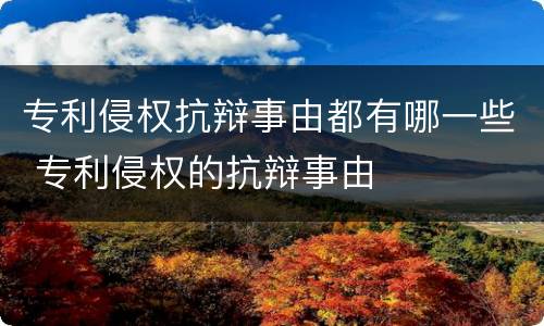专利侵权抗辩事由都有哪一些 专利侵权的抗辩事由
