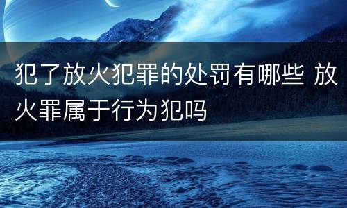 犯了放火犯罪的处罚有哪些 放火罪属于行为犯吗