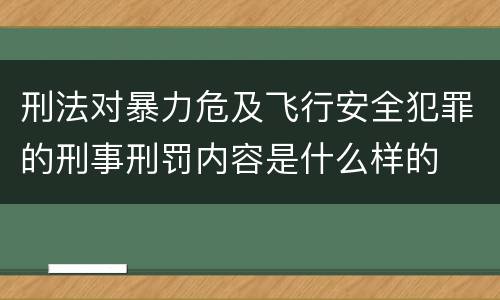 刑法对暴力危及飞行安全犯罪的刑事刑罚内容是什么样的