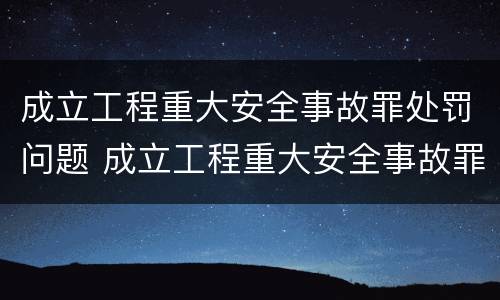 成立工程重大安全事故罪处罚问题 成立工程重大安全事故罪处罚问题清单
