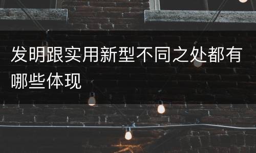 发明跟实用新型不同之处都有哪些体现