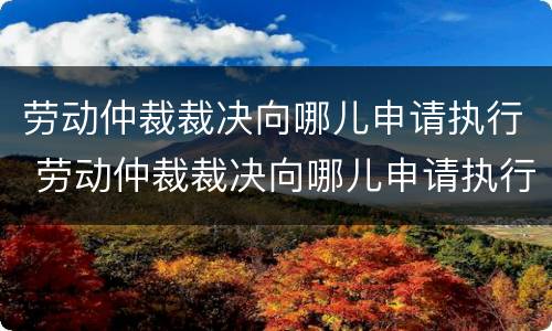 劳动仲裁裁决向哪儿申请执行 劳动仲裁裁决向哪儿申请执行呢
