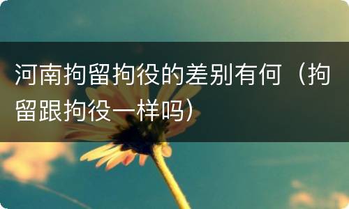 河南拘留拘役的差别有何（拘留跟拘役一样吗）