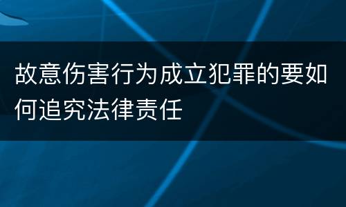 故意伤害行为成立犯罪的要如何追究法律责任
