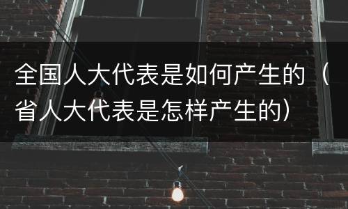全国人大代表是如何产生的（省人大代表是怎样产生的）